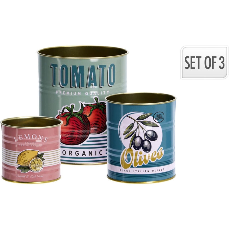 Home styling opbergblik set 3 stuk tomaat olijf lemon