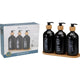 Bathroom solutions badkamer set van 3 kunststof flessen 500ml op plateau