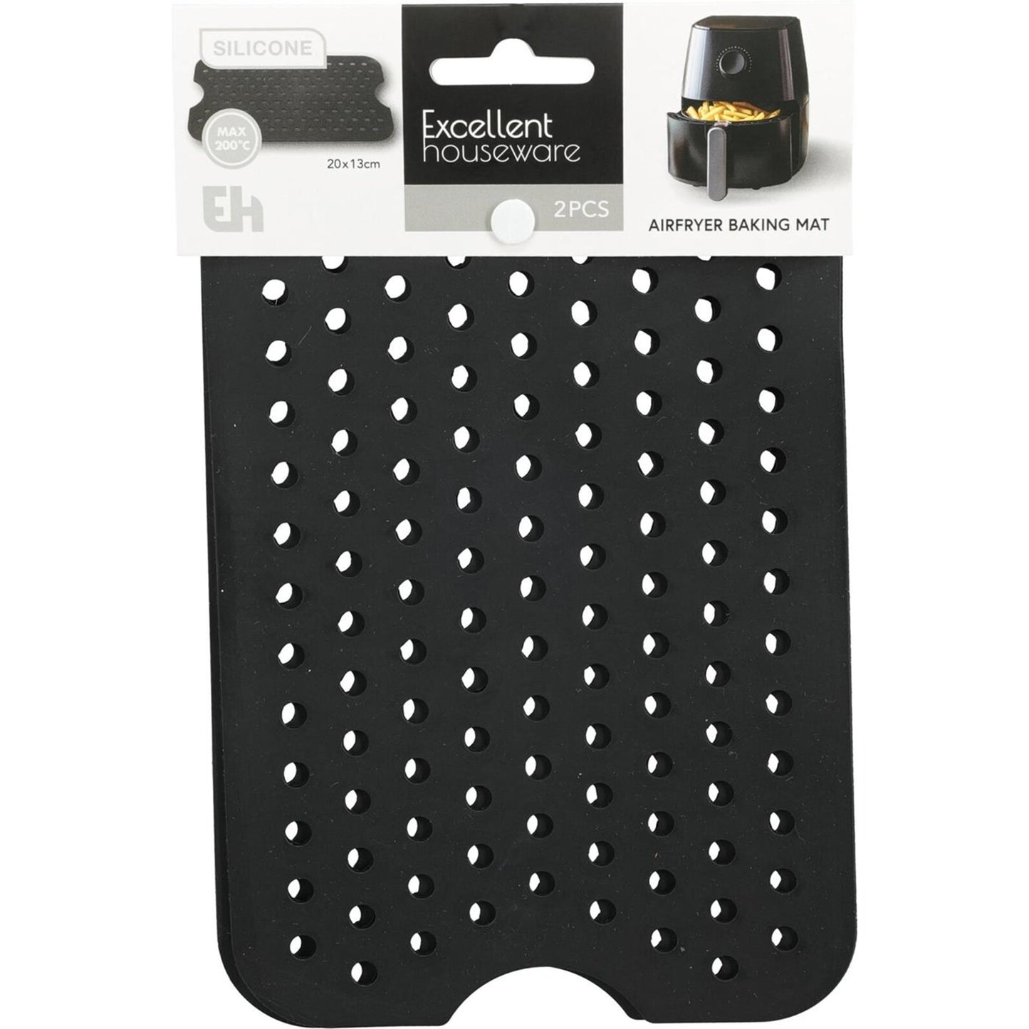 Excellent houseware airfryer mat siliconen 21x13cm zwart