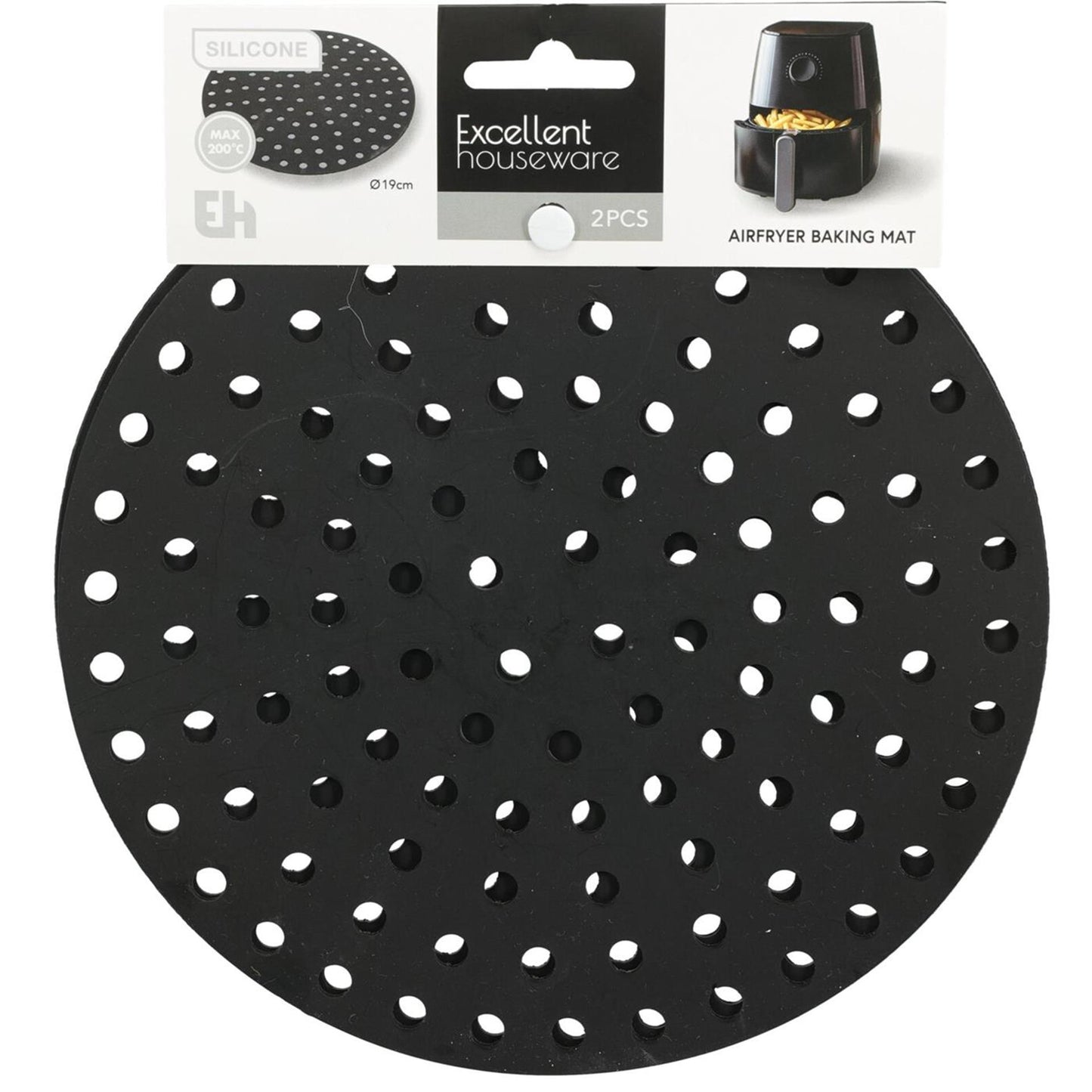 Excellent houseware airfryer mat siliconen ø19,4cm zwart
