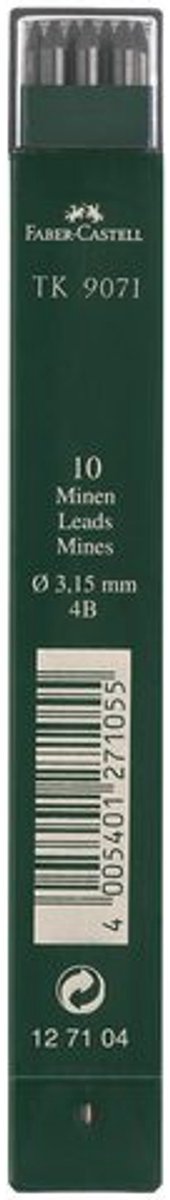 Faber-castell potloodstiftjes - tk9071 - 3,15mm - 4b - 10 stuks - fc-127104