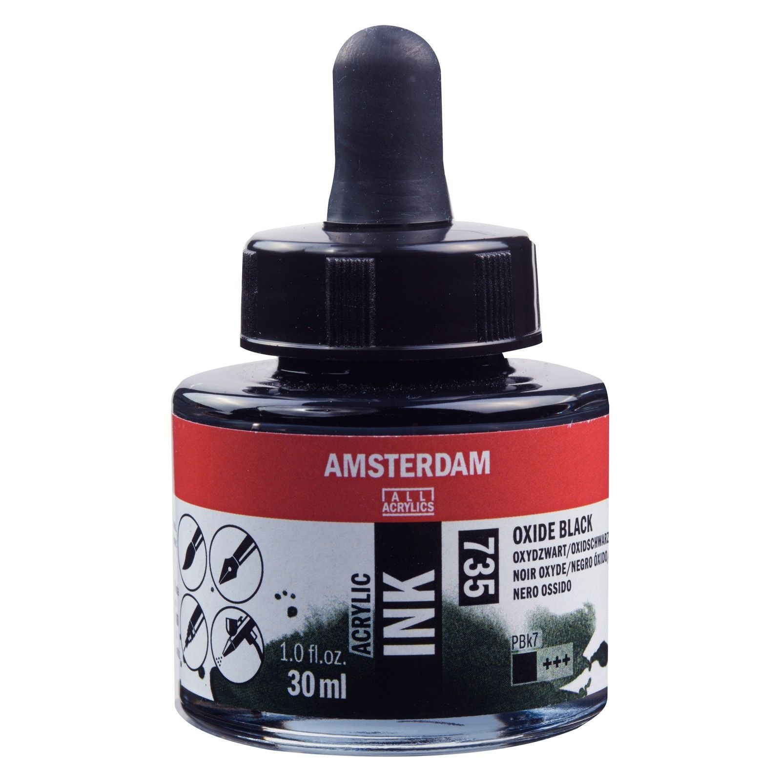 Amsterdam all acrylics amsterdam • acrylinkt fles 30 ml oxydzwart 735