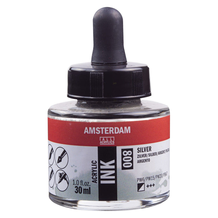 Amsterdam all acrylics amsterdam • acrylinkt fles 30 ml zilver 800