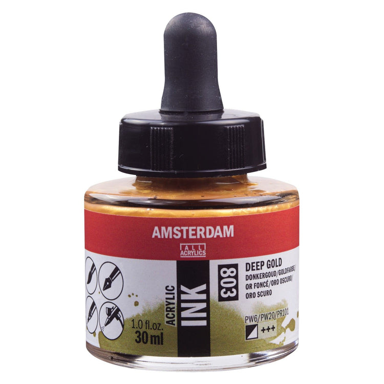 Amsterdam all acrylics amsterdam • acrylinkt fles 30 ml donkergoud 803