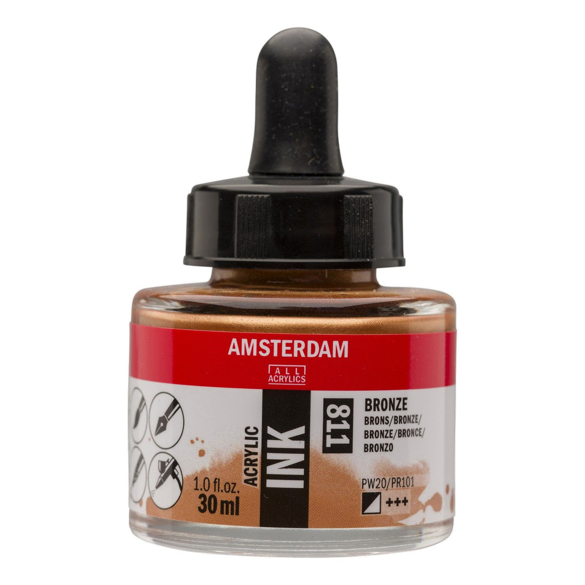 Amsterdam all acrylics amsterdam • acrylinkt fles 30 ml brons 811