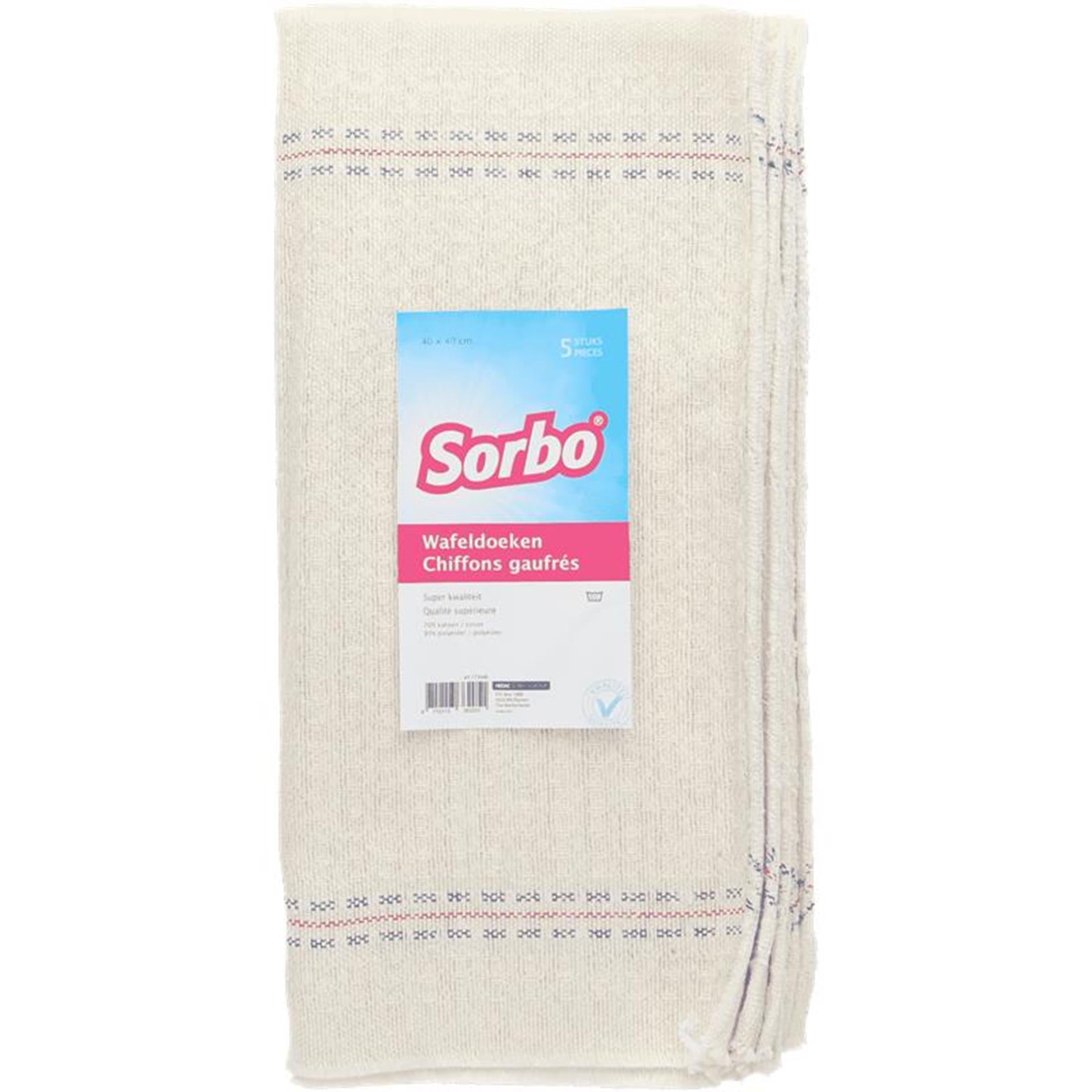 Sorbo wafeldoeken 40x40cm pak a 5 stuks