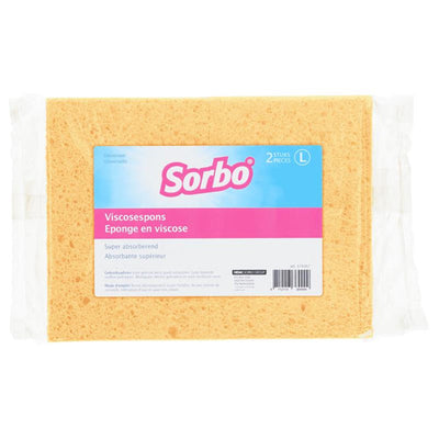 Sorbo viscosespons l 16x11x3,5cm pak a 2 stuks