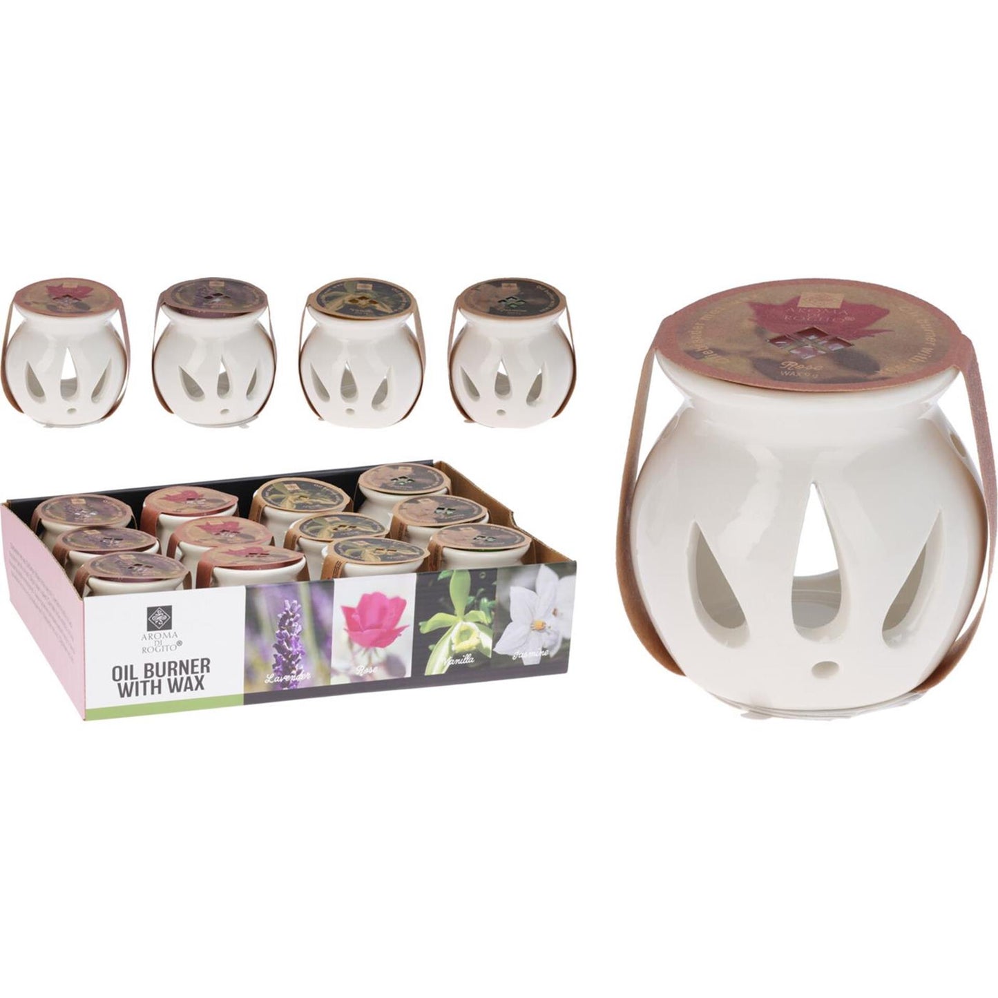Home styling oliebrander met geurwax vanille, lavendel,roos of jasmijn geur