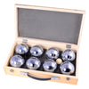 Engelhart metalen jeu de boules - 8 ballen in houten kist - luxe set - pétanque - boules - metalen ballen - geschikt voor elke jeu de boules baan - longfield