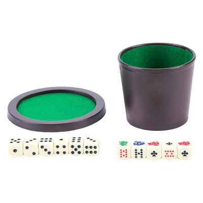 Pokerbeker met deksel en dobbelstenen