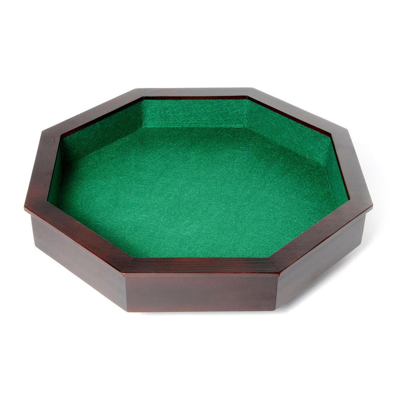 Longfield pitjesbak 8-hoekig - houten speelbak - ingelegd groen vilt - krijtborden voor score - 38,5 x 38,8 cm - engelhart