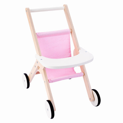 Engelhart houten poppenwandelwagen roze