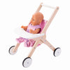 Houten poppenwandelwagen roze