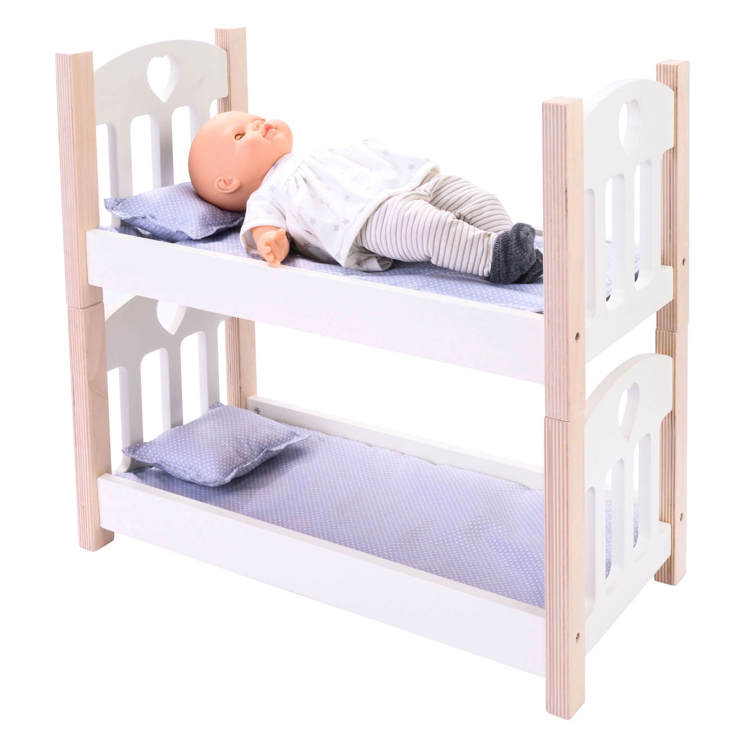 Poppen stapelbed grijs wit