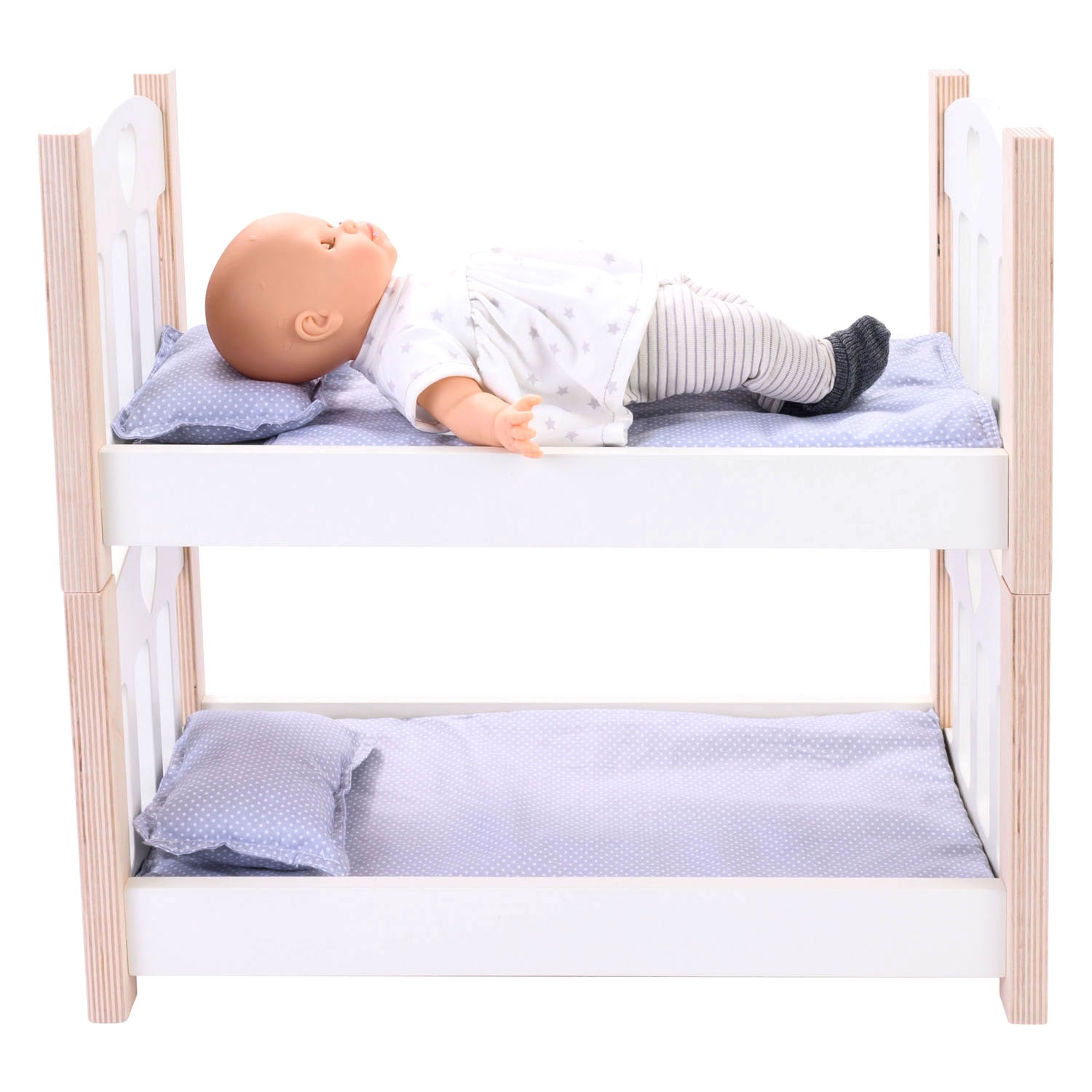 Poppen stapelbed grijs wit