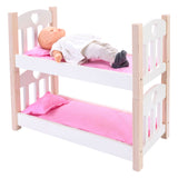 Angel toys poppen stapelbed roze wit – houten poppenbed met magnetische bedden – inclusief matrasjes, dekentjes kussens – geschikt voor alle poppen – engelhart - afbeelding 2