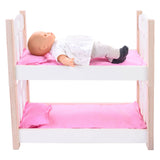 Angel toys poppen stapelbed roze wit – houten poppenbed met magnetische bedden – inclusief matrasjes, dekentjes kussens – geschikt voor alle poppen – engelhart - afbeelding 3