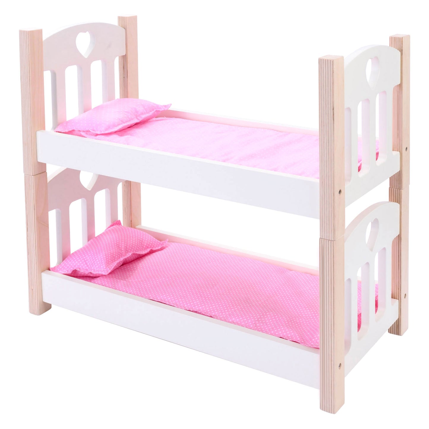 Poppen stapelbed roze wit