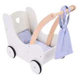 Houten poppenloopwagen grijs wit - afbeelding 2