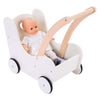 Houten poppenloopwagen grijs wit