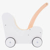Engelhart poppen loopwagen roze wit – houten poppenwagen met matrasje, dekentje, kussentje opbergtas – geschikt voor alle poppen –
