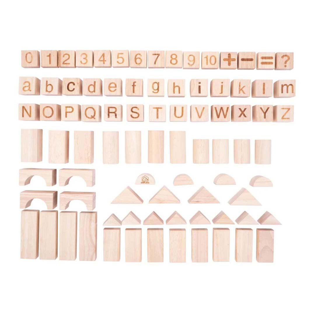Dorjee set bouwplankjes, blokken en letters - 84dlg.