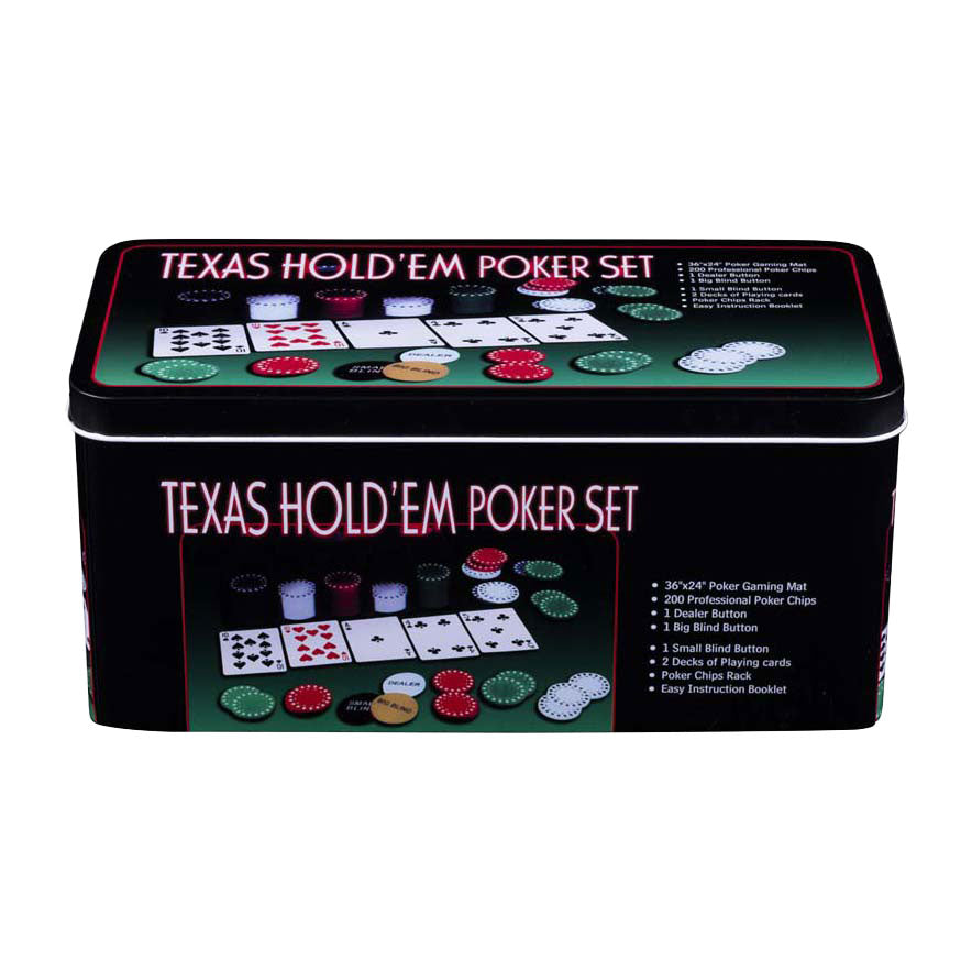 Engelhart pokerset met kaarten, kleed en 200 chips (4 gram) in doos