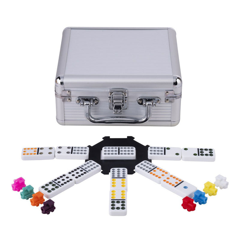 Domino dubbel 12 mexican train in aluminium koffer