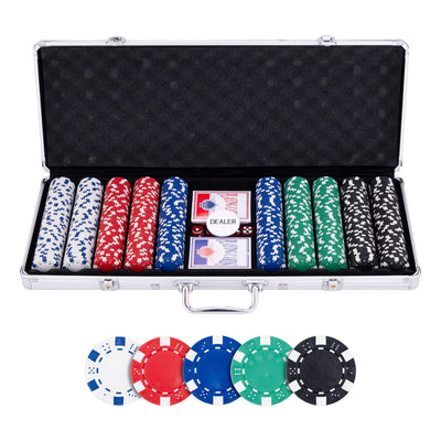 Pokerset in zilveren koffer - 500 chips 11,5gr.