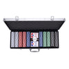 Longfield pokerset in zilveren koffer met 500 chips (11,5 g) – compleet met kaarten, dealer button dobbelstenen – engelhart