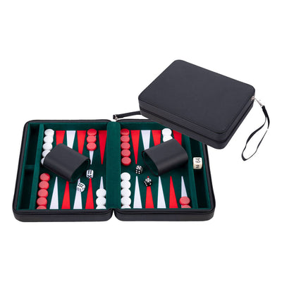 Engelhart backgammon reisspel met rits - zwart