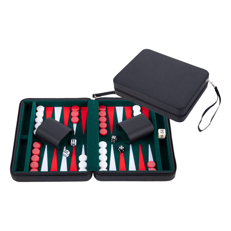 Engelhart backgammon reisspel met rits - zwart