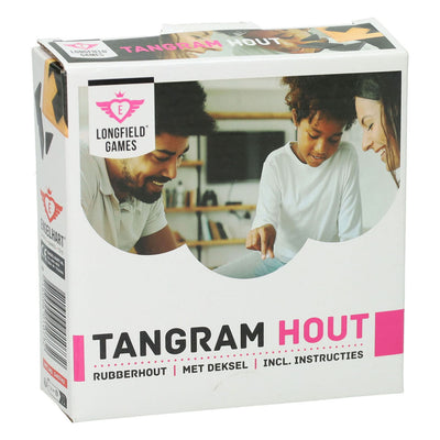 Longfield tangram - blank hout - rubberhout - inclusief voorbeelden en oplossingen - doosje - 13 x 13 cm - engelhart