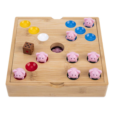 Bamboe pig hole spel met siliconen varkentjes