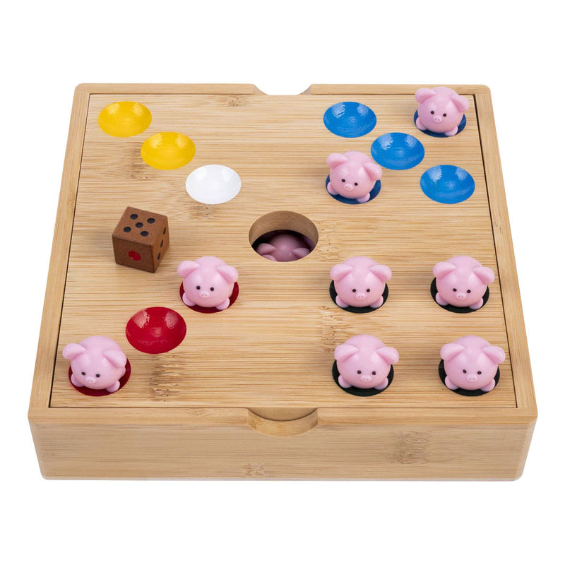 Bamboe pig hole spel met siliconen varkentjes
