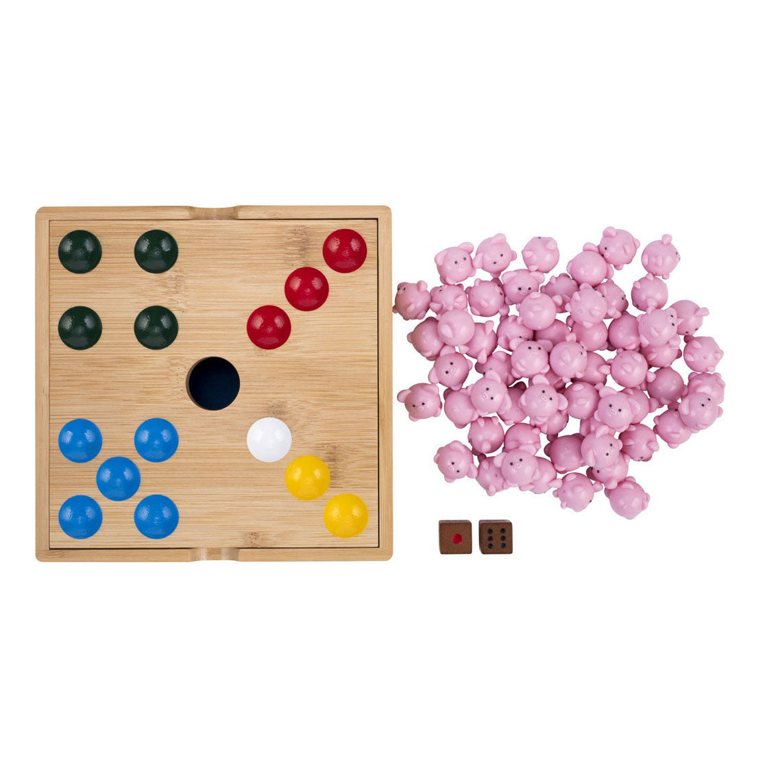 Bamboe pig hole spel met siliconen varkentjes