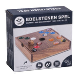 Engelhart edelstenen spel – walnoothout – 18,3 x 18,3 x 4 cm – inclusief 60 edelstenen – strategisch bordspel – - afbeelding 2