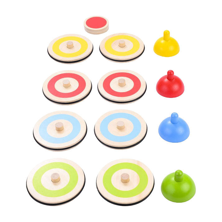 Houten indoor curling spel - 2 tot 4 spelers
