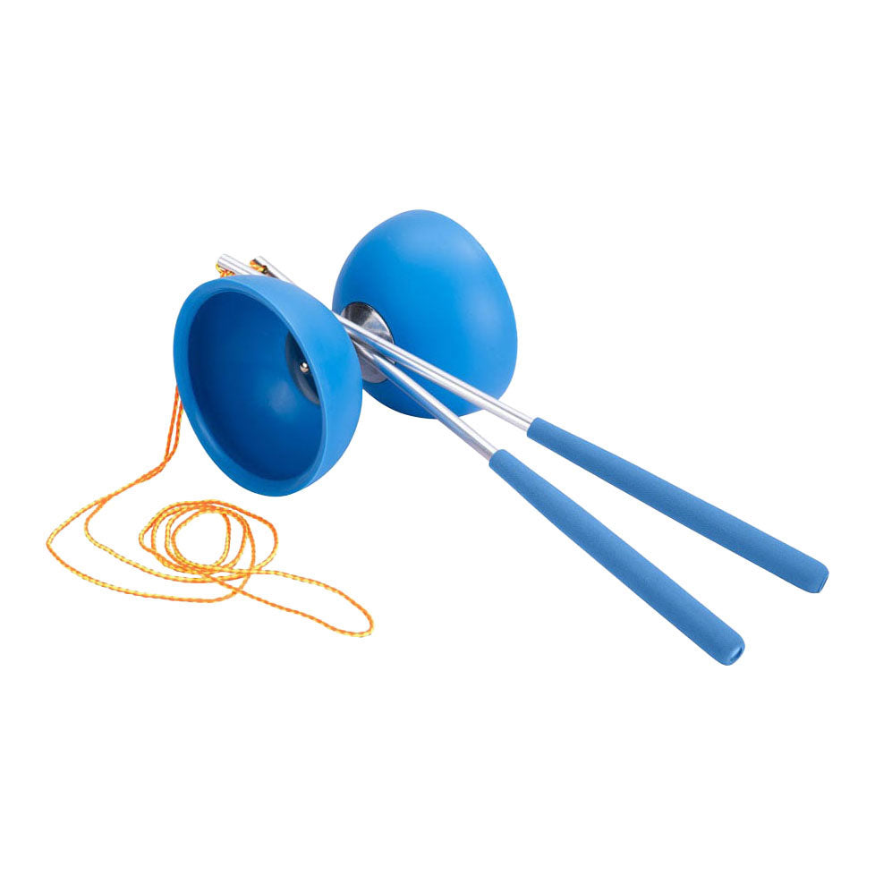 Engelhart diabolo van rubber met metalen stokjes - blauw