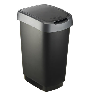 Rotho twist afvalbak 25l dark silver 333x252x476mm