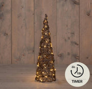 Anna's collection verlichte kegel 60led classicwarm 40cm werkt op 3xaa batterijen met 6uur timer - afbeelding 2