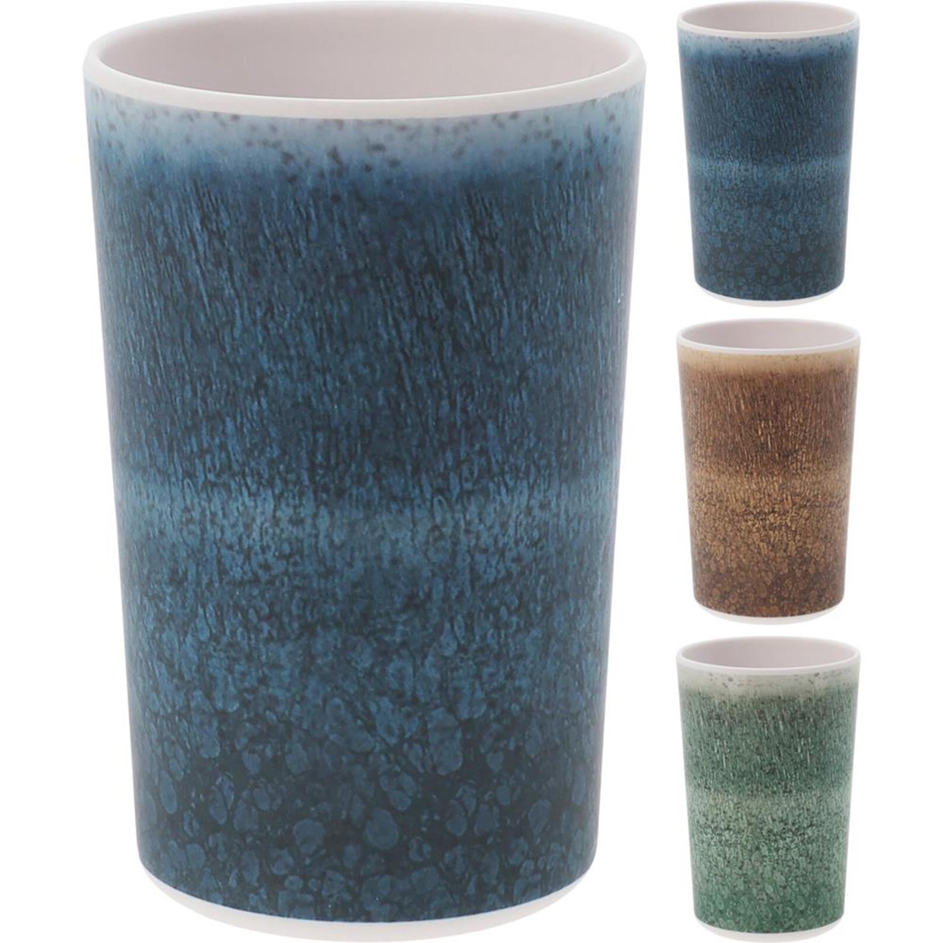 Excellent houseware beker melamine 8xh11cm in 3 assorti kleuren