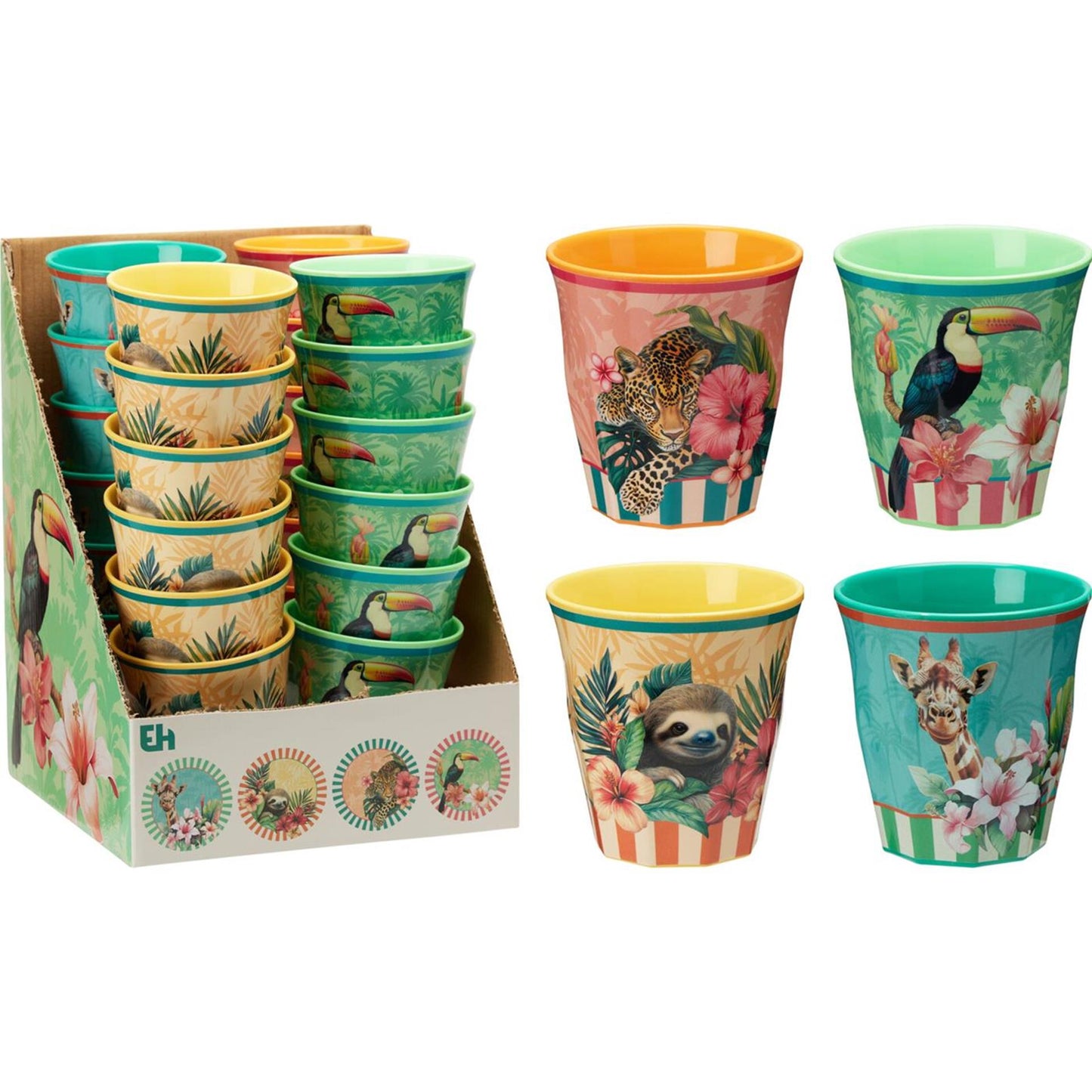 Excellent houseware beker melamine ø8,8xh9cm tropisch