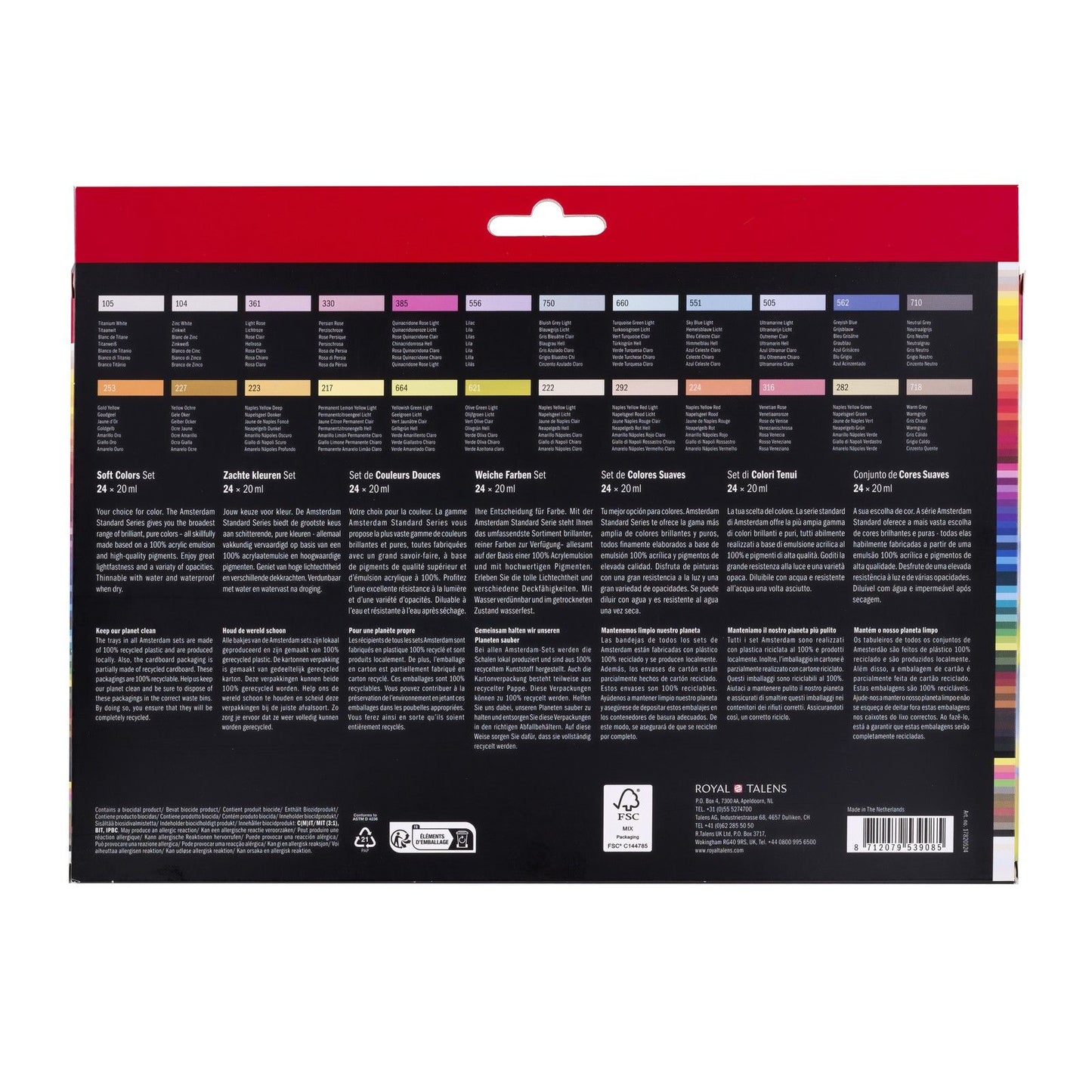 Amsterdam all acrylics amsterdam • standard series acrylverf zachte kleuren set 24x20ml