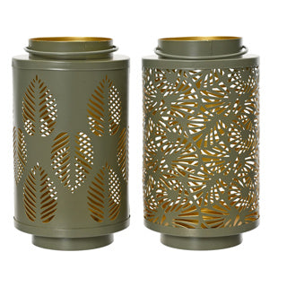 Lantaarn metaal groen 2 assorti 24cm | 2 stuks
