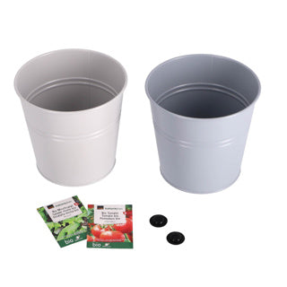 Overige merken kweekset emmer bio tomaten en sla 17cm metaal | 8 stuks