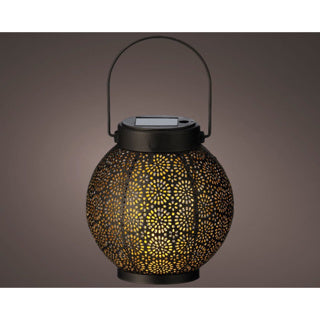 Kaemingk solar lantaarn metaal zwart goud 14 cm doorsnee | 2 stuks