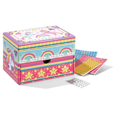Totum unicorn sieraden doosje versieren - speelgoed meisjes knutselen cadeau tip - mozaïek 15 x 10 x 10 cm cadeau tip meisjes en jongens vanaf 3 jaar