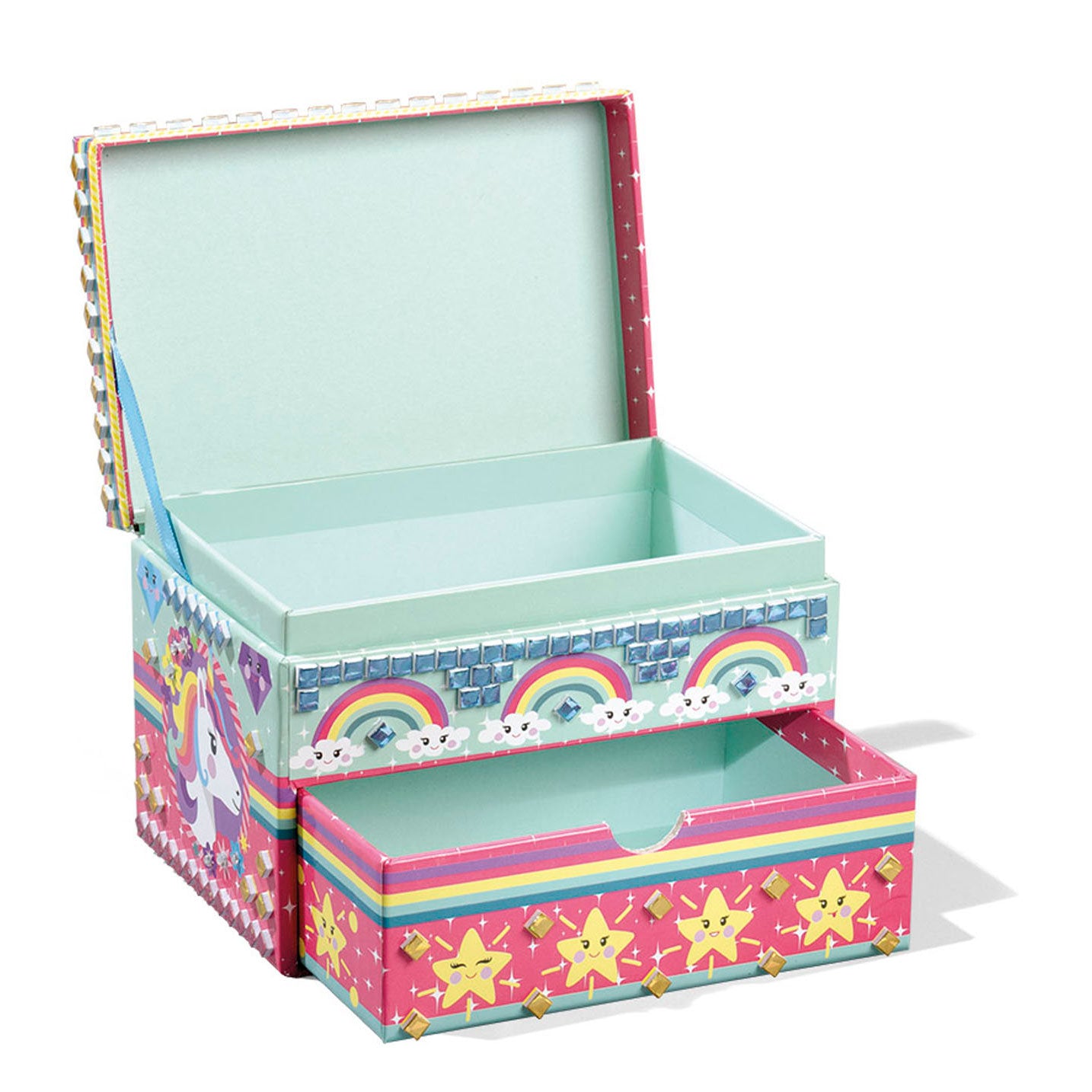 Totum unicorn sieraden doosje versieren - speelgoed meisjes knutselen cadeau tip - mozaïek 15 x 10 x 10 cm cadeau tip meisjes en jongens vanaf 3 jaar