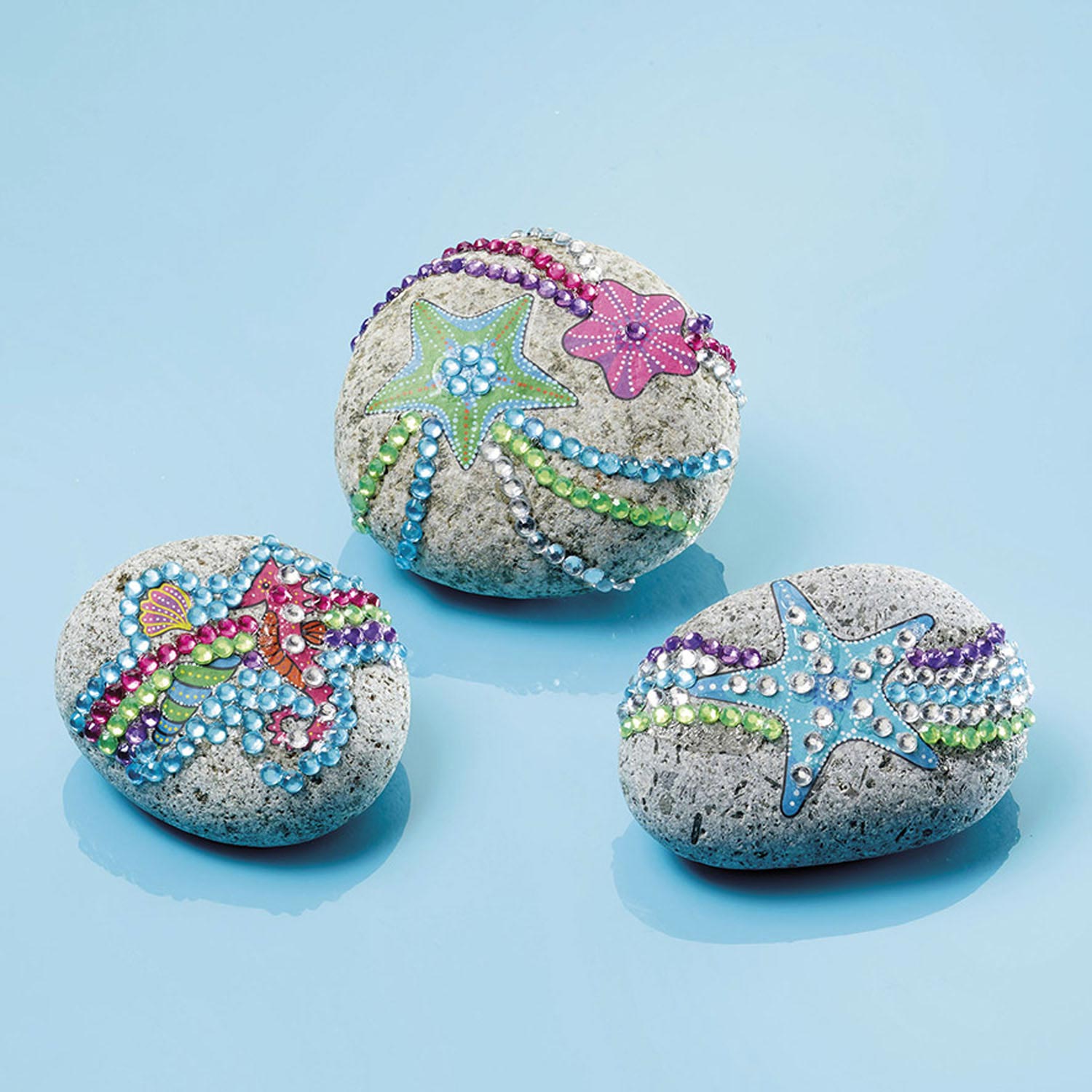 Totum knutselset stenen versieren met zeester incl. 350+ strass steentjes - rock starfish cadeautip creatief speelgoed meisjes en jongens knutselen